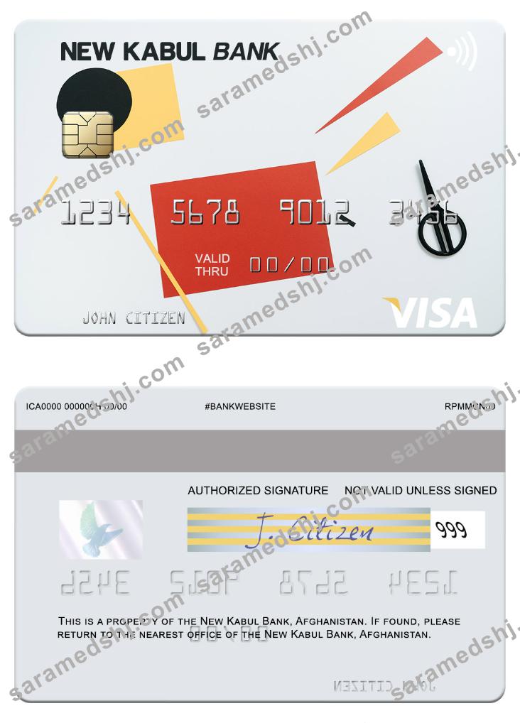 Afghanistan New Kabul Bank visa card